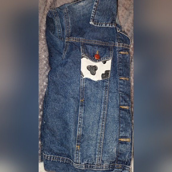 Women's Izod Jeans Handpainted Denim Jacket sz Petite Med - Picture 6 of 6